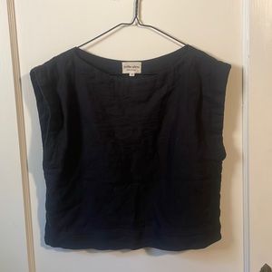 Tribe Alive | black cotton loose crop top, cap sleeves